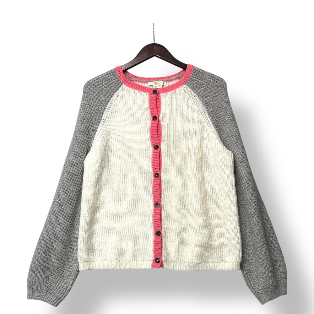 Boden Women Beige Cream Gray Pink Button Knit Raglan Sleeve Cardigan‎ S 4 Prepy - Picture 2 of 7